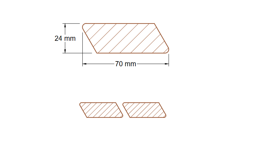Lärche, Rhombus, 24x70mm